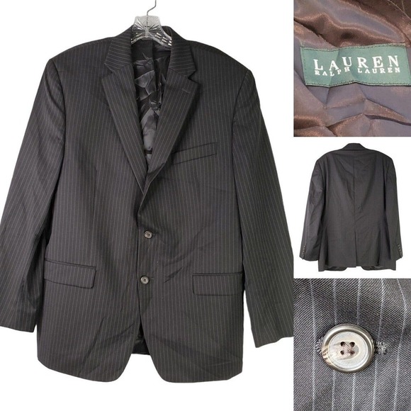 Ralph Lauren Other - Lauren Ralph Lauren Mens 42 R Gray Pinstripe Wool Blazer Jacket Two Button
